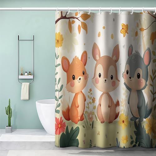 Rideau de douche écureuil 180x200cm lavable en polyester imperméable - 4
