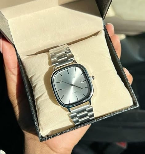 Men's Watch Classic Waterproof Analog Wrist Watch for Men (Silver)