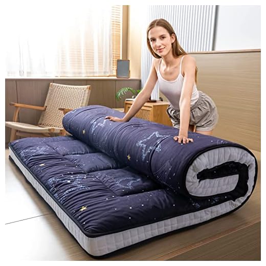 MAXYOYO Black Moon and Star Futon Mattress, Japanese Floor Mattress Quilted Bed Mattress Topper, Extra Thick Folding Sleeping Pad Breathable Floor Lounger Guest Bed for Camping Couch, Twin
