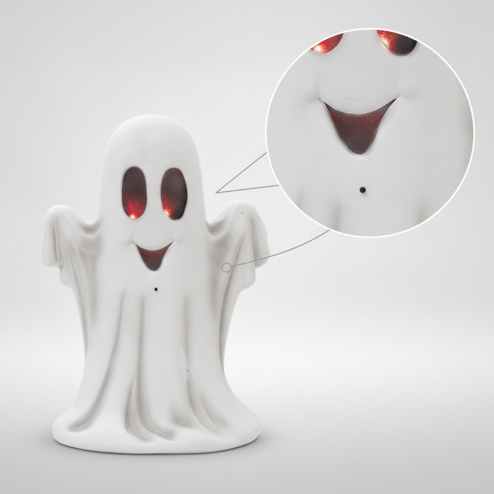 Amagogo Halloween Leuchtfigur Geist Deko Figur Lampe Fensterdeko mit Steuerpunkt Vorn Und Fach Hinten Rotes Schimmern für Eingang Wohnzimmer Terrasse Fest
