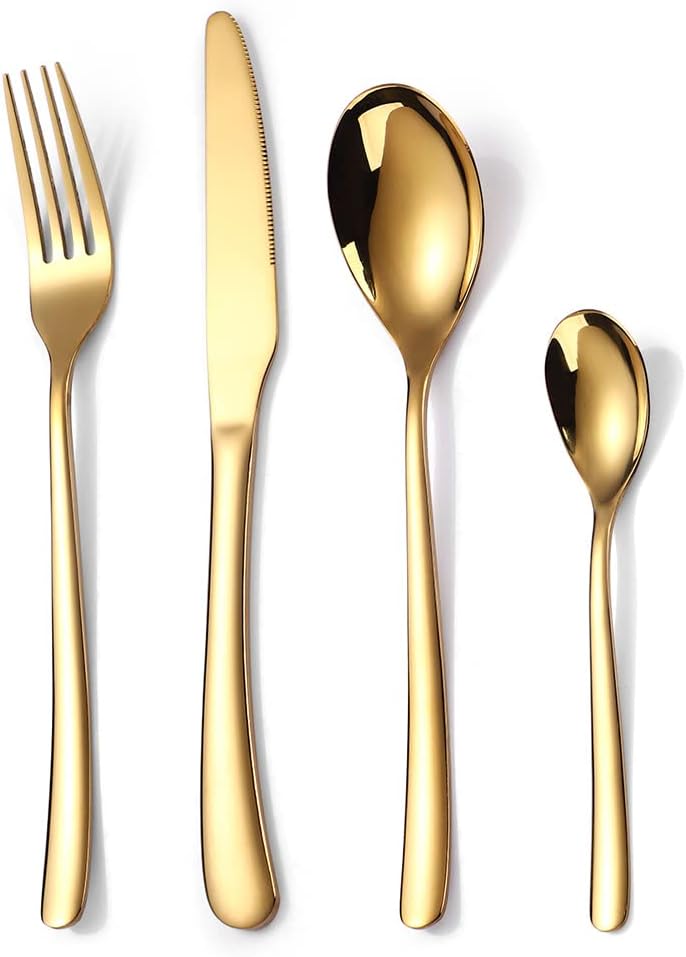 MMRTDJDR Dinner Gold Silverware Set for 4 Cutlery Polished Flatware Utensil Stainless Steel Cutlery Wedding Christmas Home Kitchen Restaurant Anniversary Candlelight Dinner Family Kitchenware MMRTDJDR Dinner Gold Silverware Set for 4 Cutlery Polished Flatware Utensil Stainless Steel Cutlery Wedding Christmas Home Kitchen Restaurant Anniversary Candlelight Dinner Family Kitchenware