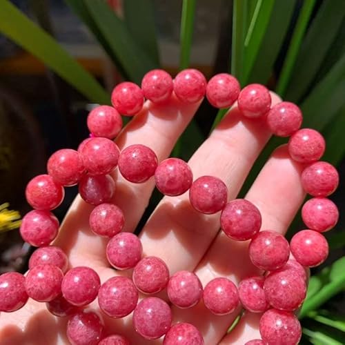 10Mm Rhodonite Bracelet For Women Men | Natural Handmade Stretch Pink Gemstones Jewelry For Love, Improve Interpersonal Relationship, Anxiety Relief Healing Spritual Gift For Friends Familys #TOP2
