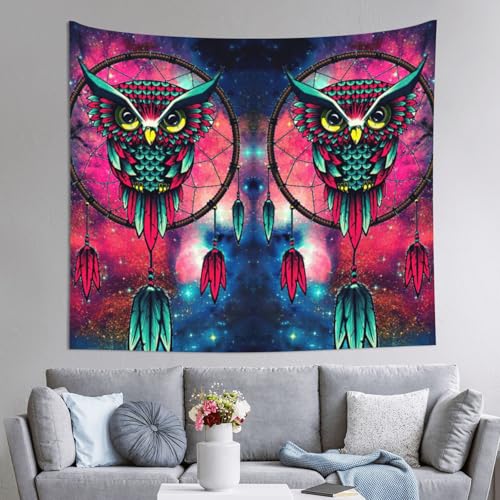 Tapiz grande EdWal de búho y galaxia (152x130 cm) para decorar la pared de tu sala