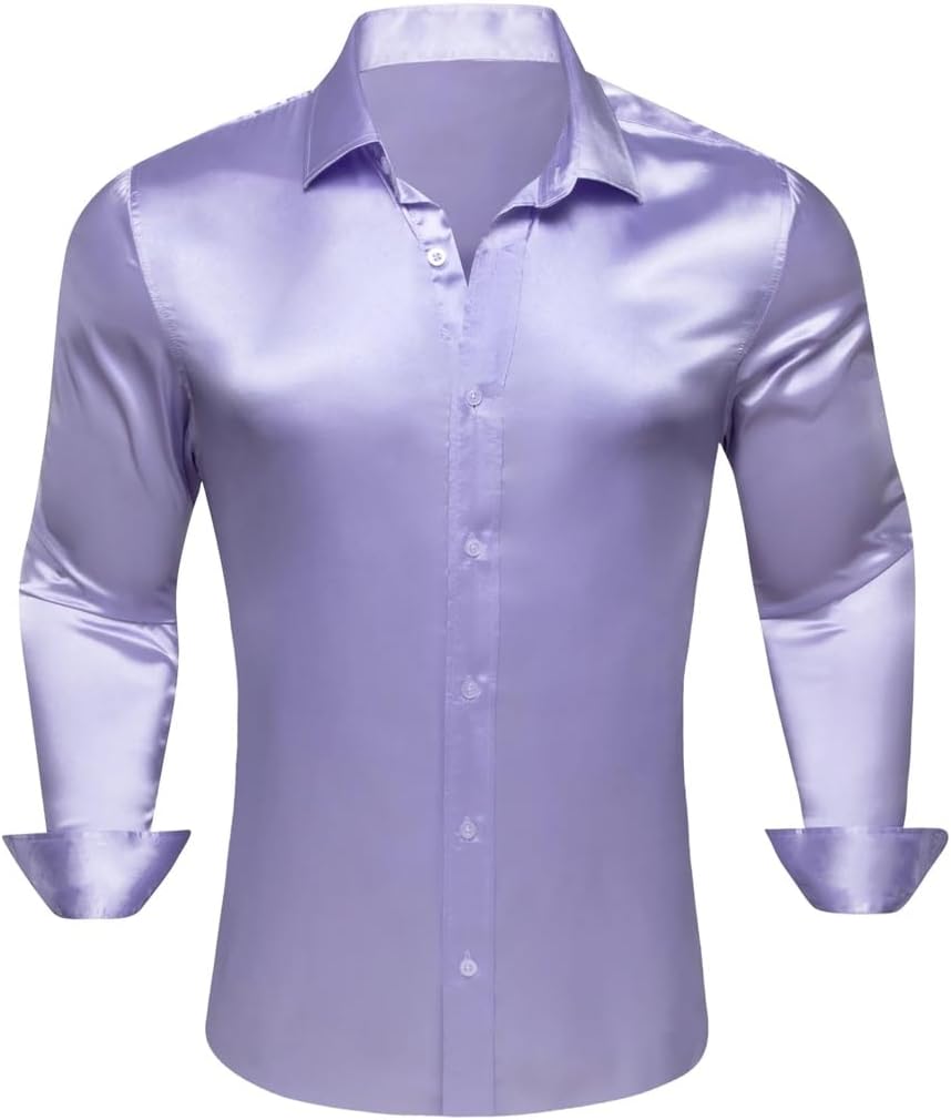 Shirts Silk Mercerized Satin Light Long Sleeve Casual Business Slim Fit Male Blouses Tops