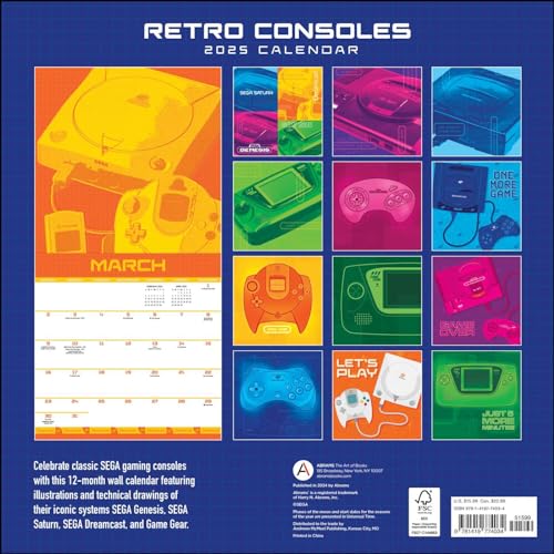 Retro Consoles 2025 Wall Calendar: Featuring Iconic Gaming Systems from Sega
