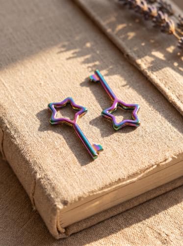 Image of Rainbow 2 Stars Mini Padlock with 4 Keys, Decorative Small Lock for Diary, Jewelry Box & Luggage, Zinc Alloy Security Lock