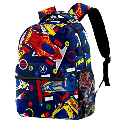 Sac à dos d'école motif voiture pop bleu le cadeau idéal pour adolescent et fille