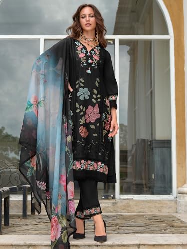 Image of INDO ERA Women's Pure Silk Kurta and Pant with Dupatta Set