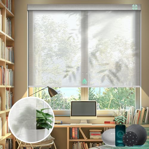 Yoolax Motorized Blinds with Remote, Light Filtering Smart Blinds Compatible