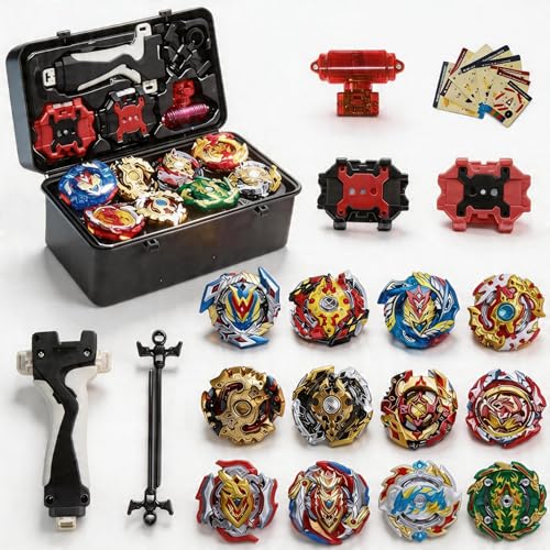 Gytobytle 12in1 Bey Toupie avec Boîte, Metal Fusion Blade Gyro de Combat Jouet Set, avec Poignée
