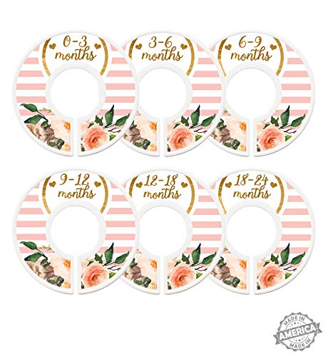 Modish Labels Baby Clothes Size Dividers, Baby Closet Organizers, Size Dividers, Closet Organizer, Closet Dividers, Clothes Organizer, Girl, Flowers, Hearts, Pink, Gold, White, Stripes (Baby) #TOP12
