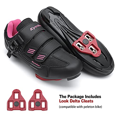 Image of Womens Cycling Shoes Compatible with Peloton Bike Clip in Ladies Indoor Cycling Road Bike Riding Biking Shoes, Pre-Installed Delta Cleats