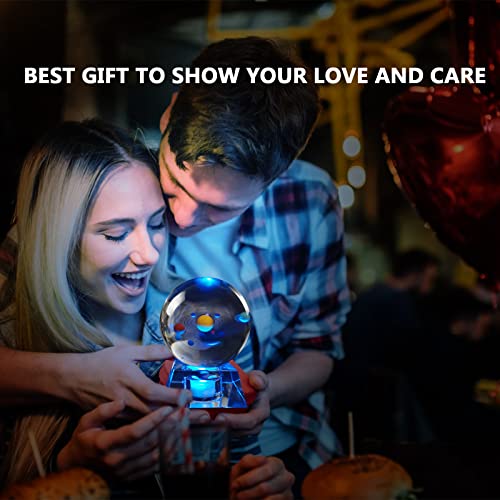 3D Solar System Crystal Ball with LED Base Astronomy Night Light for Home Decor Best Gift for Girlfriend Wife Mom Women on Valentines Birthday Thanksgiving Anniversary - Image 4