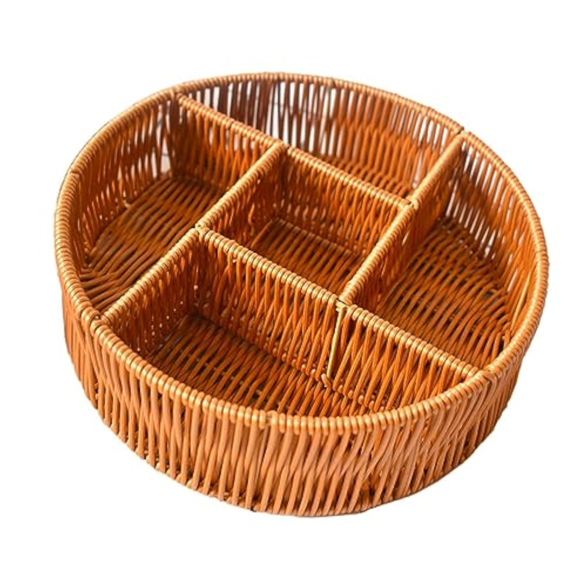 Imitation Rattan Bread Basket for Picnics & Dining, Round Shape