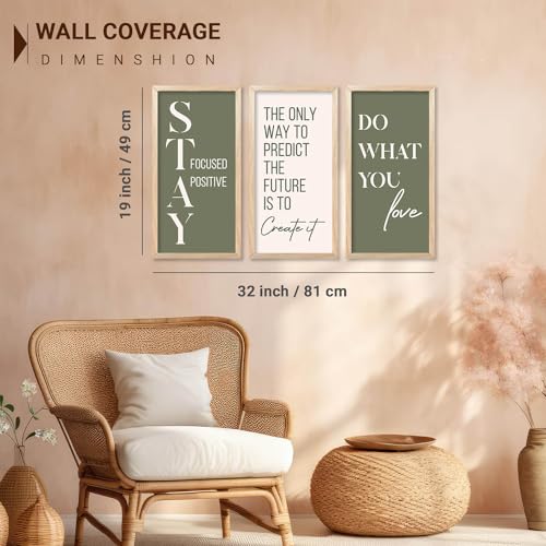 Image of kotart - Painting for wall Hanging | Motivational Quotes Poster With Frame | Quotes Wall Decor Poster With Frames | Wall Hanging Paintings For Office Living Room Bedroom Set of 3 (10x19 inch, B)