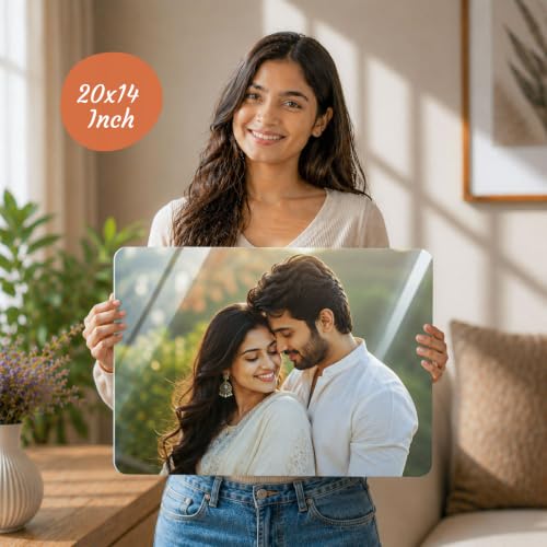 Image of Personalized Photo Frame for Wall | Custom Anniversary & Birthday Gift | HD Glossy, Waterproof 15mm MDF /WPC | A4, A3, Big Sizes (20x14 Landscape)