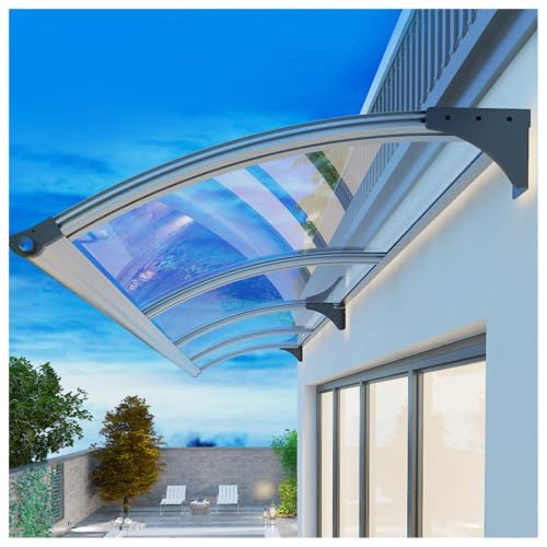 Auvent de porte 110x360cm en polycarbonate et structure aluminium pour maison - 2