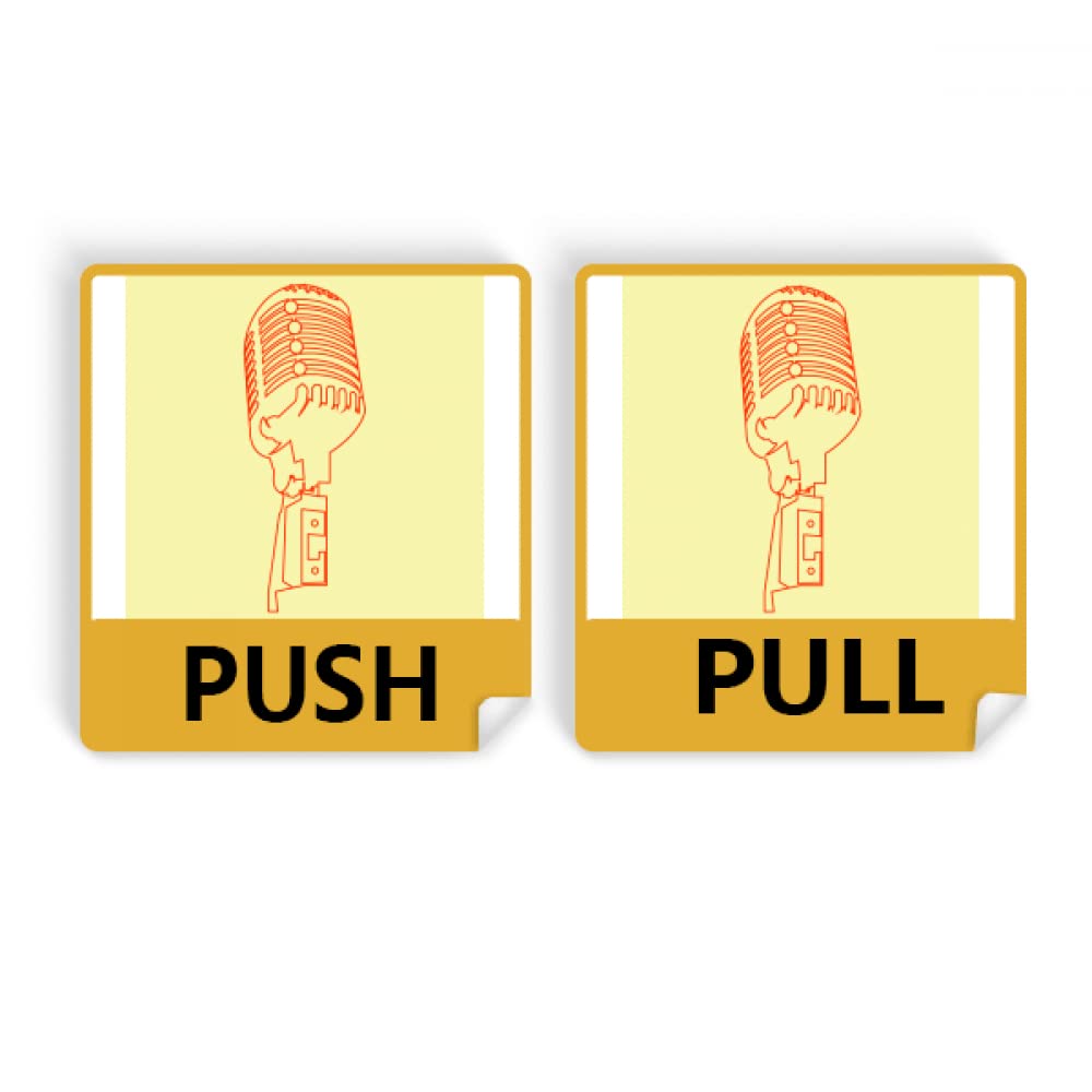 stick figure microph Push Pull Door Sign Vinyl Stickers Shop