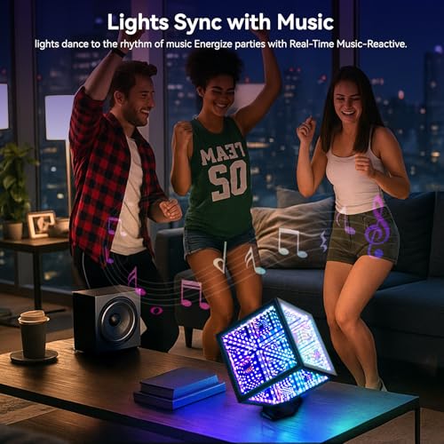 FKEIOI Hyper Infinity Cube Mirror Light, RGBW Gaming Room Decor Gift, 6.2in - image 3