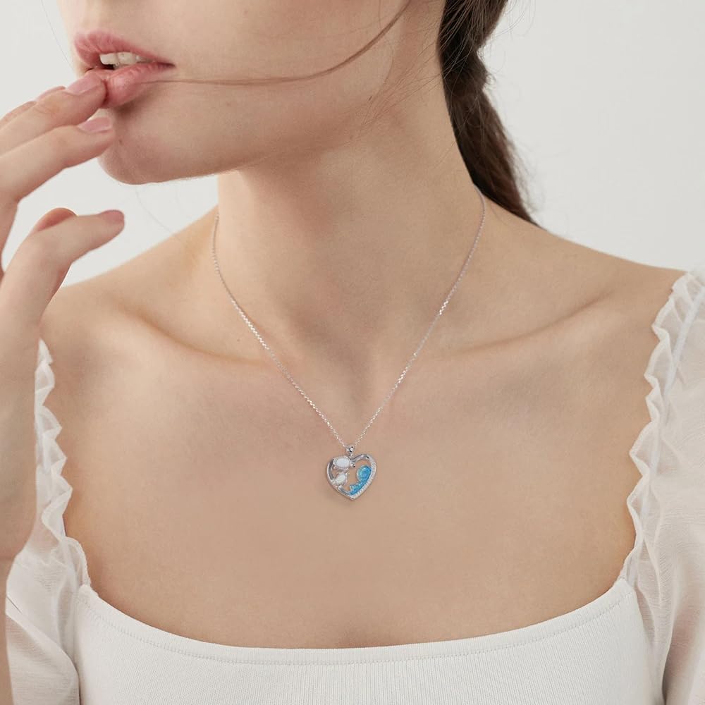 Collar de Tortuga de abulón de Plata de Ley 925 para Mujer, Gargantilla con Dije de Tortuga para Madre e Hija, Collar de Tortuga Hawaiana, Lindo Colgante de Tortuga de Animal del océano, Collar de