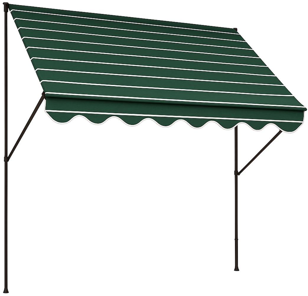 Angerer Klemmmarkise Exklusiv mit Handkurbel, Terrasse/Balkon, einfache Montage ohne Bohren, Made in Germany, hochwertiger Stoff, UV-beständig, höhenverstellbar, wasserabweisend, 200 cm Grün