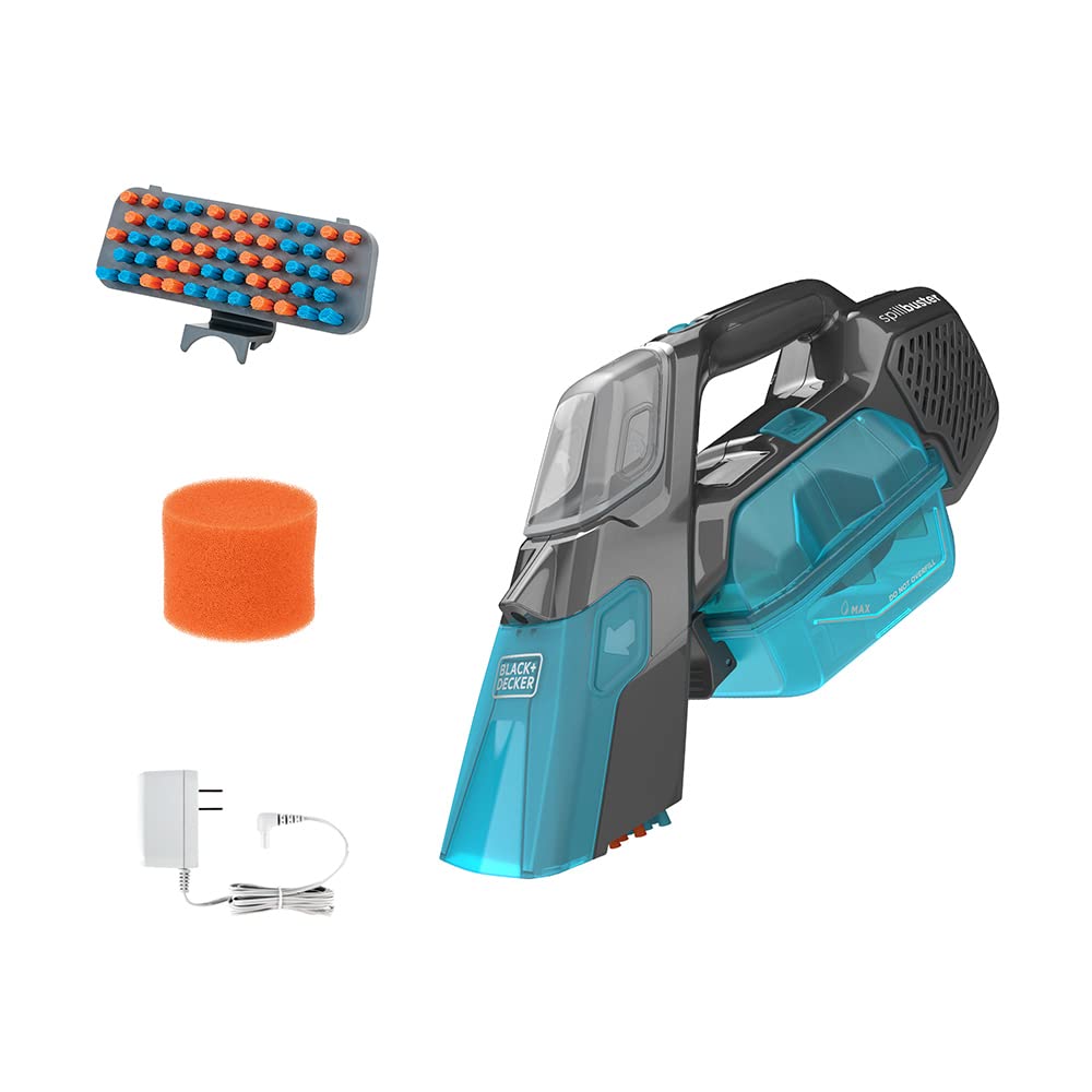Black+Decker BHSB315J, Aspirador Quita Manchas Manual 12 V 1.5 Ah, Diseño Ergonómico, Filtro Extraíble y Lavable, Depósito 250 ml