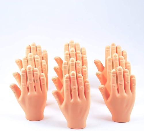 Miniatura 2 de Tiny Hands (High Five) Paquete de 6 - Mini marioneta de mano plana estilo mano - 3 manos izquierda y 3 manos derecha + palos de sujeción