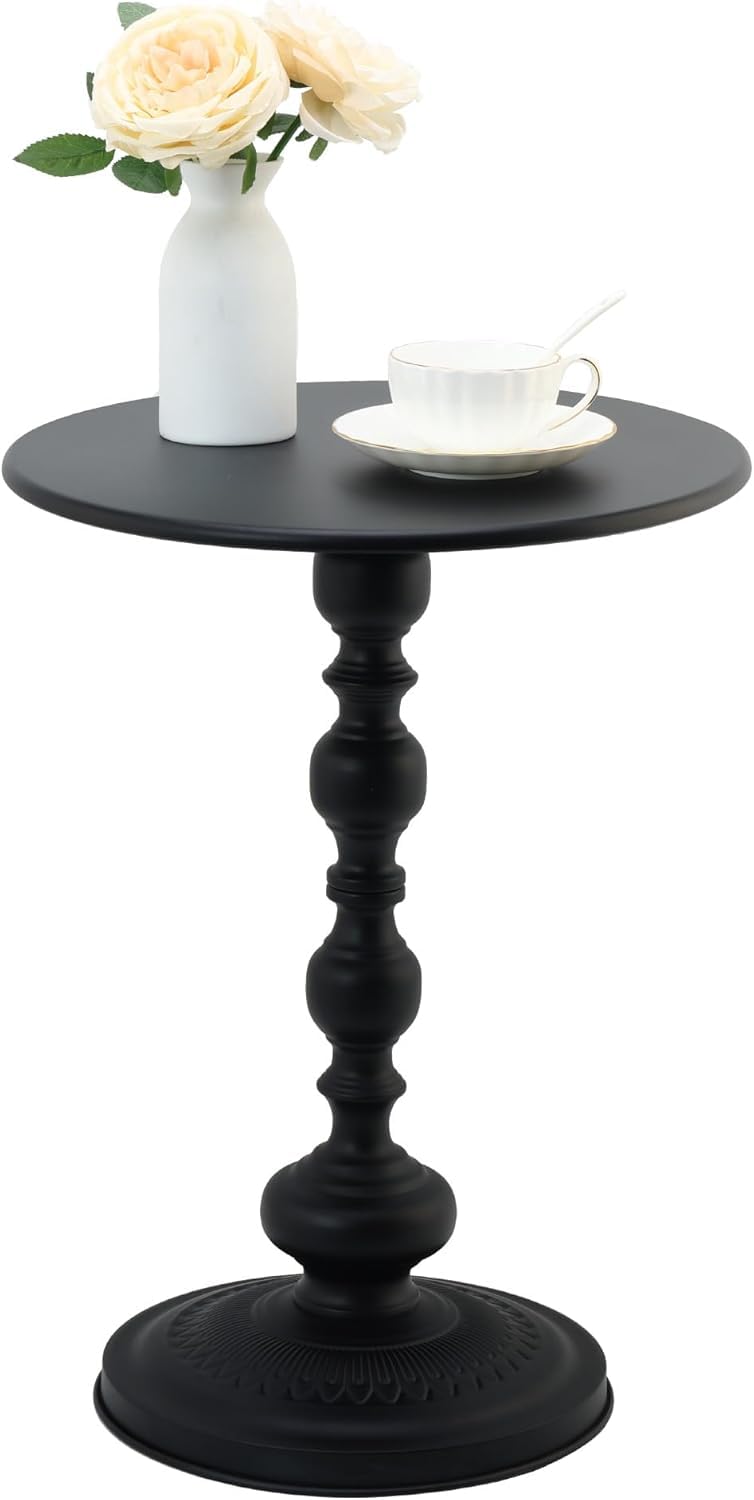 Side Tables End Table for Home, Bedside Table Small Side Sofa Tables, Glossy End Tables for Small Space, Anti-Rust Waterproof Bedside Furniture for Living Room Bedroom Balcony Office (Black)