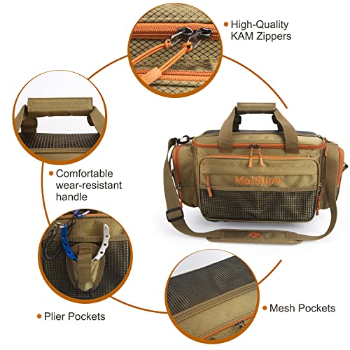 Moishow Fishing Net-Fishing Tackle Bags,Fishing Bag For Saltwater Or Freshwater (#Khaki) Tackle Box Bag #TOP4