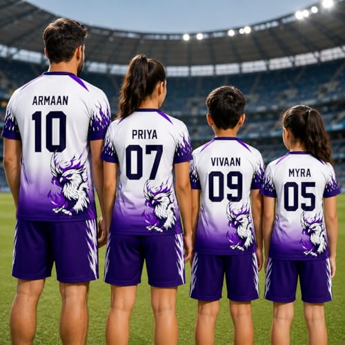 Teemates Custom Eagle Sports Jersey for Men Women Kids – Personalized Team Sports T Shirt with Name & Number – White Purple Graphic Jersey for Boys Girls - Image 5