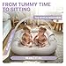 WENDIWAY Twins Baby Play Mats for Floor Activity Gym - 5-in-1 Support Cushion Baby Play Mat Tummy Time Mat for Supervised Bonding with Arch, Plush Toys, Flashcards & Developmental Book - Grey