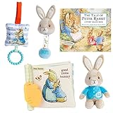 The Tale of Peter Rabbit Board Book, Beatrix Potter Peter Rabbit On the Go Developmental Soft Book, Bunny, Teether, Rattle and Gift Book Bag (A Classic Educational Gift Set of Touch Feel Crinkle Toys)