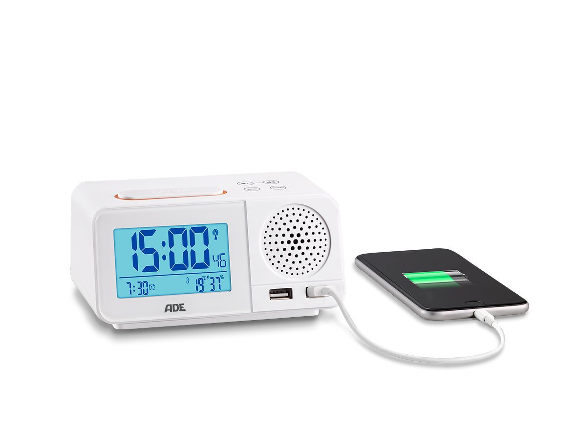 ADE CK1708 Digitaler Radiowecker, Inoxidable, Weiß, 8.5 x 14.5 x 7.1 cm