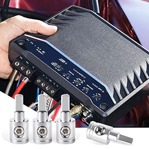 Image of 4PCS Heavy-Duty Car Stereo Audio Wire Reducer - 0 Gauge to 4 Gauge for Amp Input, AWG Pin Power & Ground Connection