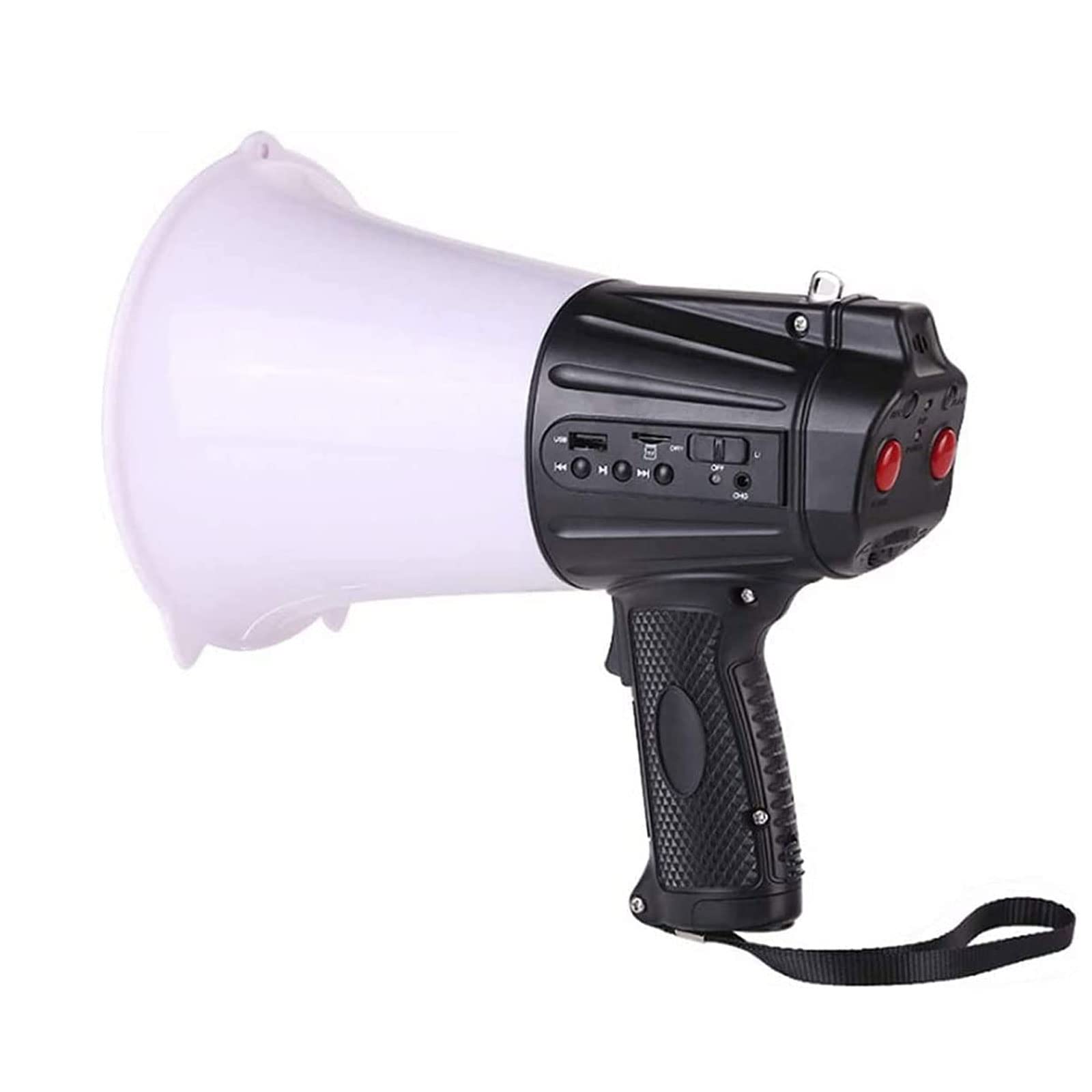 Megafon LED Megafon Bullhorn Lautsprecher mit LED-Taschenlampe, 30 Watt Megafon-Lautsprecher, Lautsprecher mit Sprachsteuerung für Outdoor, Polizei, Cheerleading