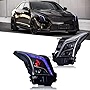 New Headlamp for 2013-2019 Cadillac ATS Headlights Assembly ATS-L Accessories Demon Eye Projector Blue Custom Replacement Led Sequential Turn Signals Dynamic Startup Front Lamps 1 Pair Not Fit DRL Ver