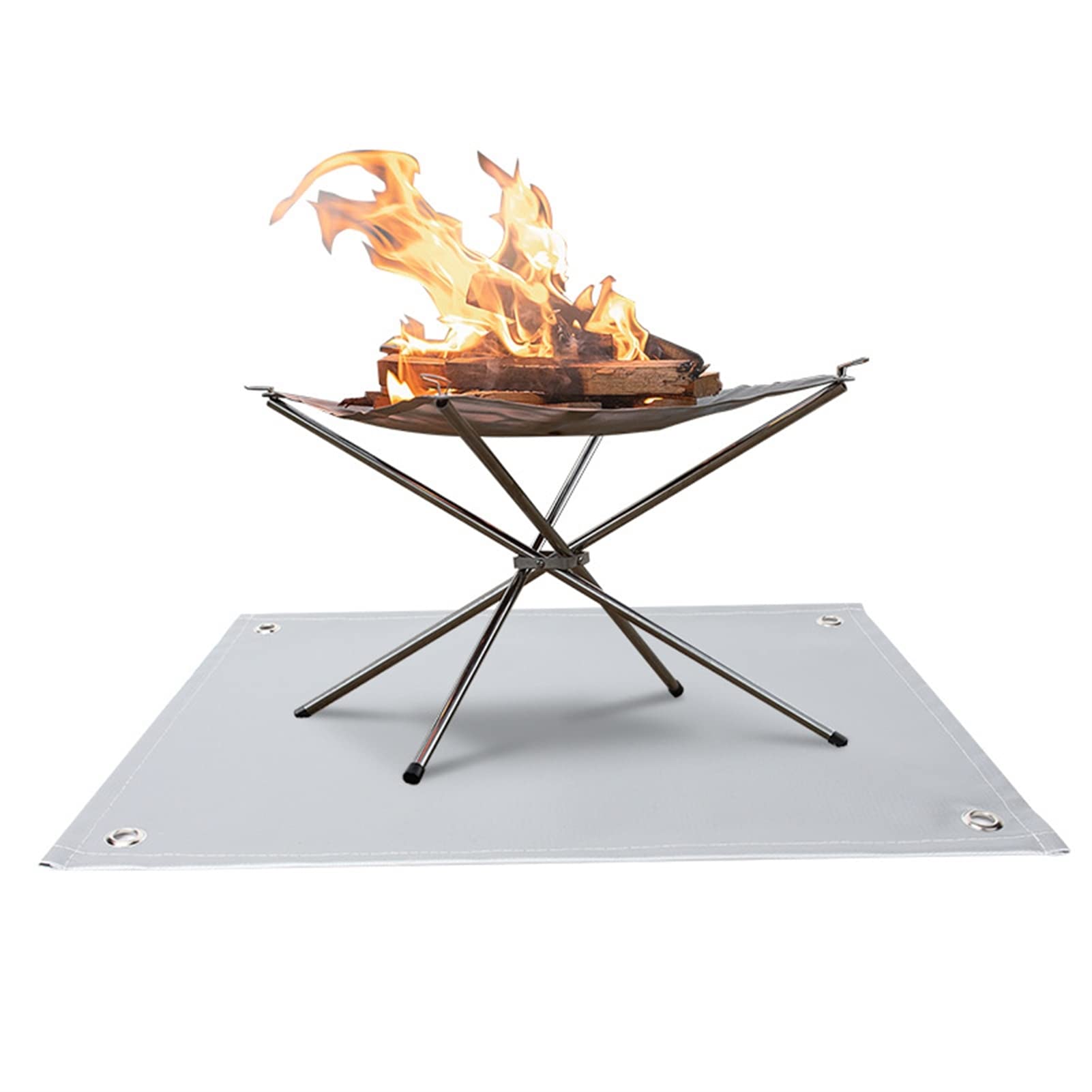 Ognioodporna mata do grilla, trudnopalna mata podłogowa na kemping, grill, na zewnątrz, patio, ochrona tarasu i trawnika, 150 x 150 cm, szary koc do paleniska
