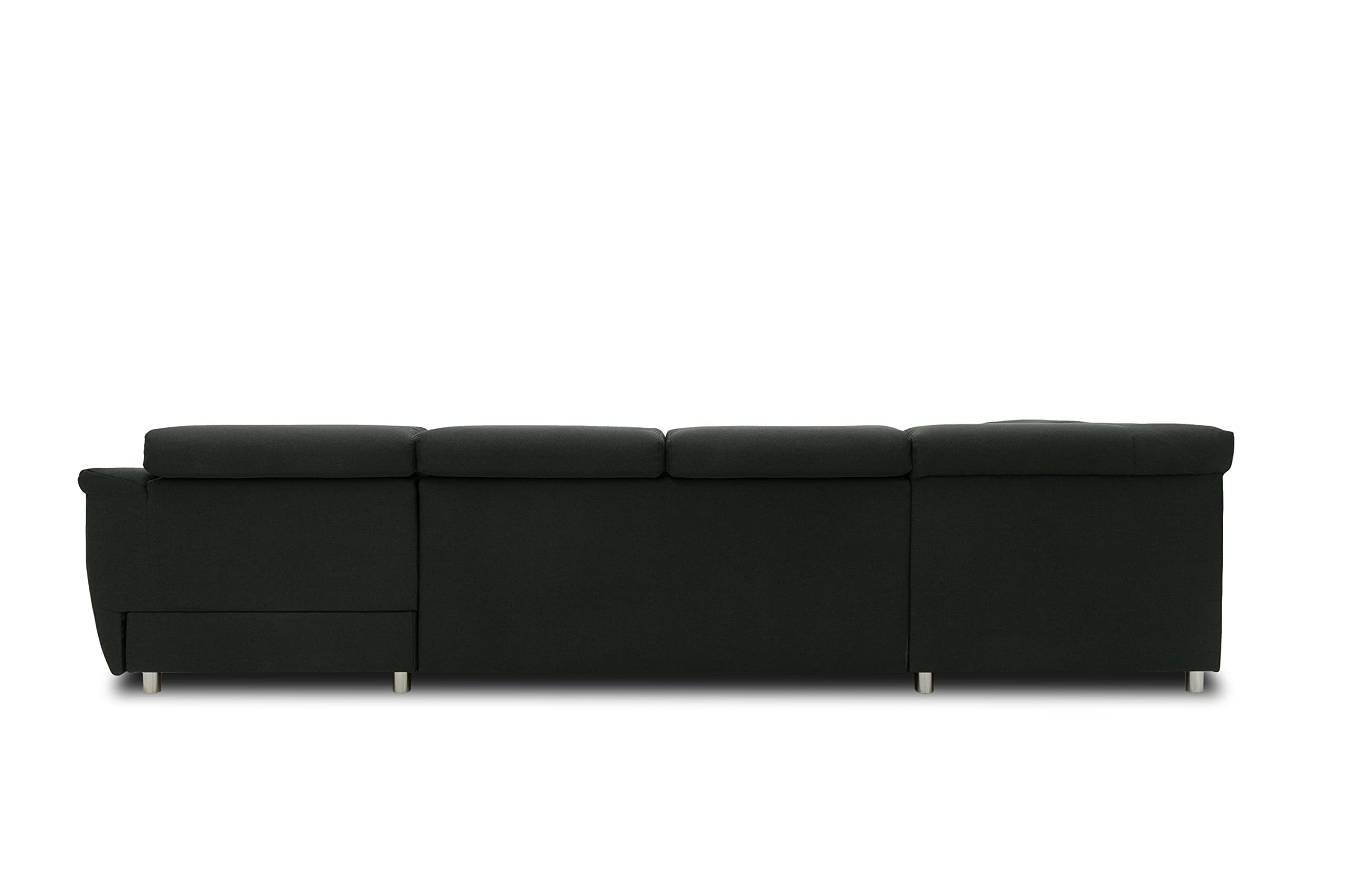 DOMO. collection Wohnlandschaft David FK, Longchair rechts mit Schlaffunktion und Bettkasten in U-Form, Schlafsofa mit Federkern und Rückenfunktion, 337 x 232 x 78 cm (BxTxH), anthrazit