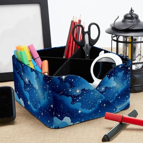 Rangement papeterie bleu nuit rectangulaire avec pot à crayons design astro - 8