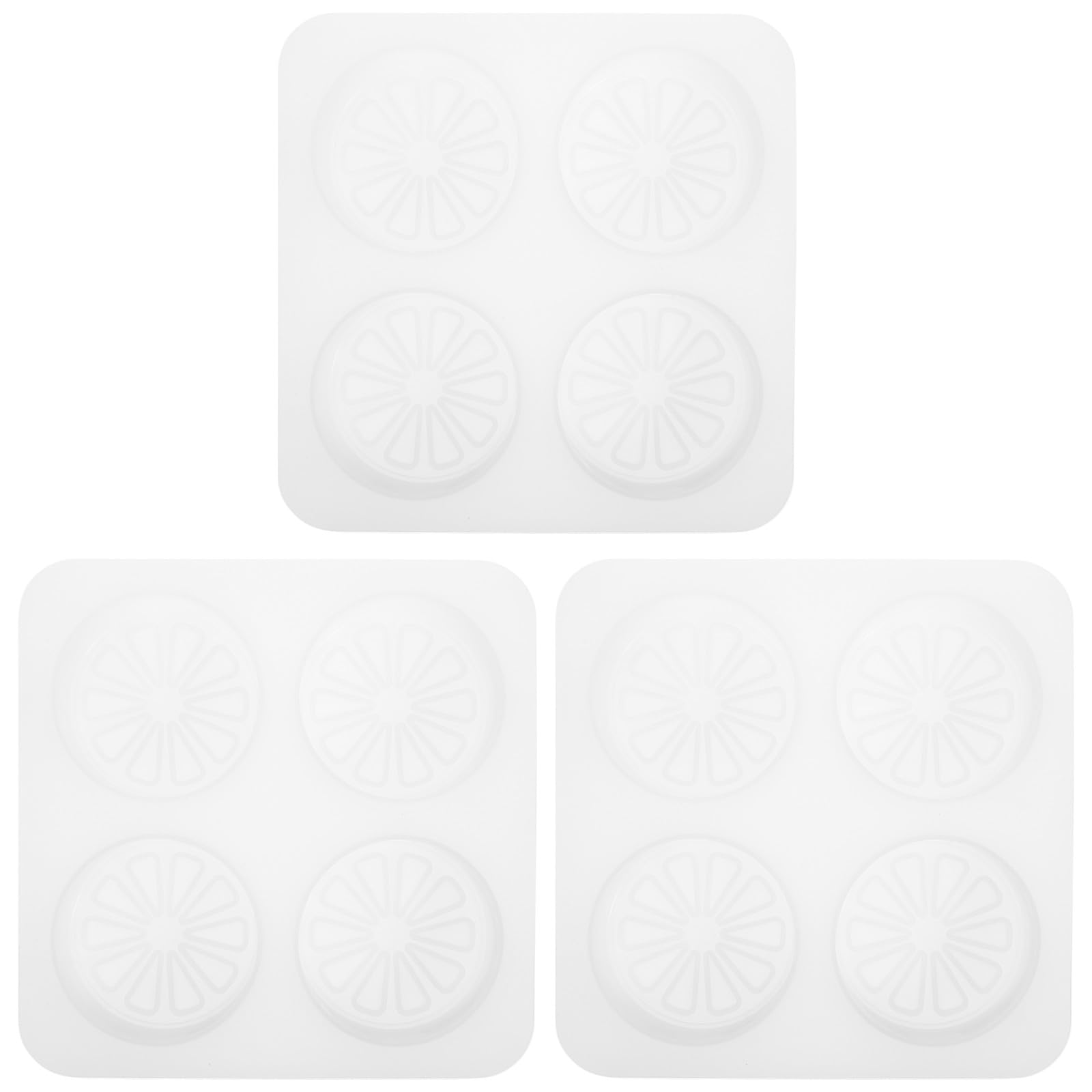 Lurrose Molde de silicona con forma de limón de 3 piezas: Bandeja para hornear con forma de fruta de 4 cavidades - Moldes para hornear para chocolate, dulces, adornos para cupcakes, herramienta de