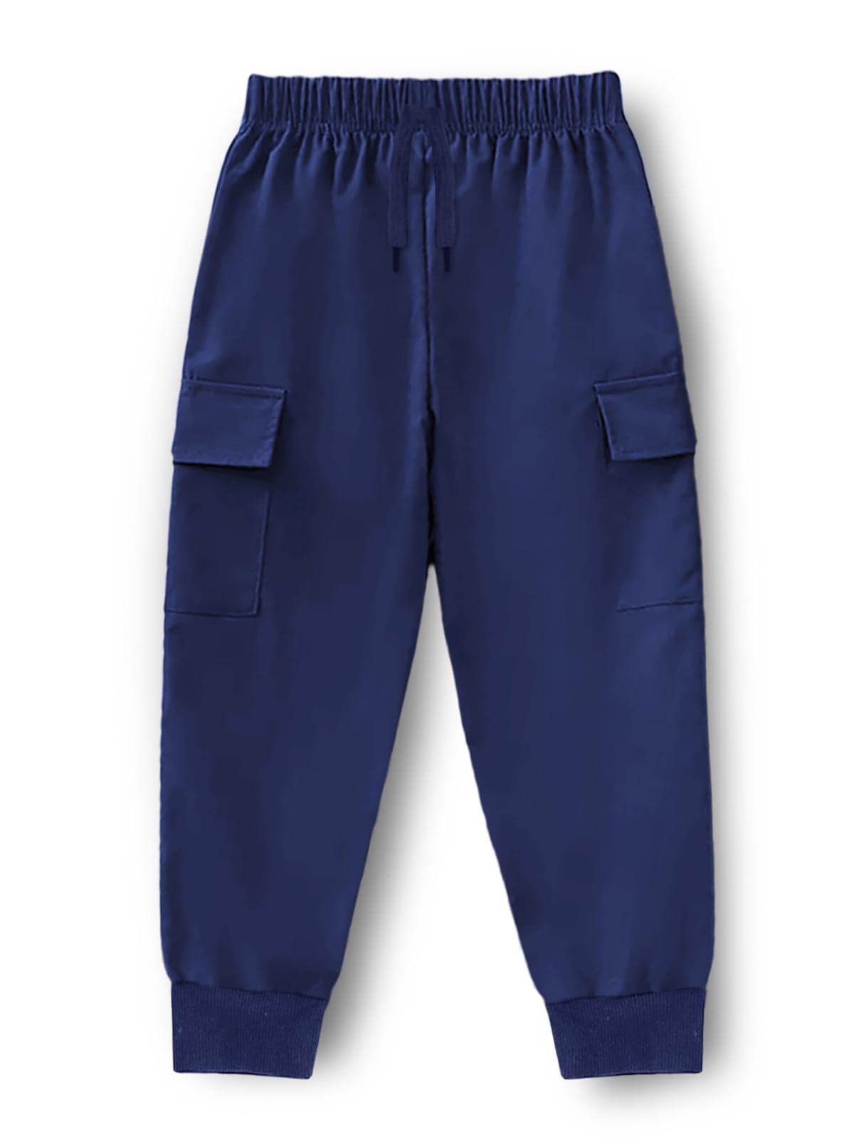 Trampoline Kids Cotton Cargo Joggers Pack of 3 | Soft Knitted Pants for Boys & Girls | Solid Colors with Side & Cargo Pockets | Ribbed Cuffs & Drawstring Waistband | Everyday Bottoms | 8-9 Years 2