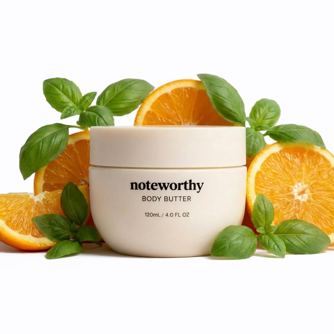 Noteworthy n,307 Sunlit Grove Body Butter – Mandarin, Basil & Sandalwood | Ultra-Rich Hydrating Body Cream for Soft, Silky Skin | Luxurious Fast-Absorbing Moisturizer