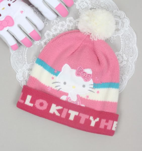 Bandal & Neoul HELLOKITTY's White Pom Pom Winter Beanie for Girls3