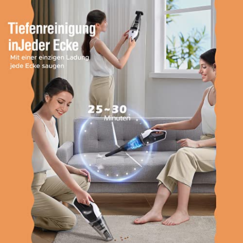 NeriMamts Handstofzuiger accu zonder zak, 2600 mAh tafelstofzuiger mini auto stofzuiger draadloze hand, dierenharen autostofzuiger voor thuis op de bank 30 min lange looptijd accuzuiger - Image 5