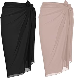 Women Sarong Swimsuit Coverups Chiffon Long Bikini Wraps Sheer Beach Bathing Suit Cover Up