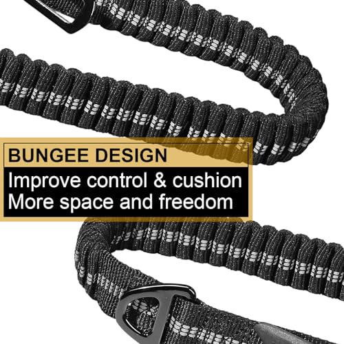 Heavy-Duty-Dog-Leash-4-6FT-Shock-Absorbing-Tactical-Dog-Leash-with-2-Padded-Handles-Advanced-Easy-Metal-Clip-No-Pull-Reflective-Dog-Leash-for-Medium-Large-Dogs-That-Pull-Black - Cucciolini Doodles   Heavy-Duty-Dog-Leash-4-6FT-Shock-Absorbing-Tactical-Dog-Leash-with-2-Padded-Handles-Advanced-Easy-Metal-Clip-No-Pull-Reflective-Dog-Leash-for-Medium-Large-Dogs-That-Pull-Black