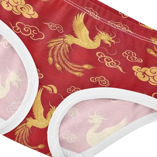 Gold Birds Swirl Cloud Red Girl Panties Cute Girls Underwear Toddlers Cotton Cartoon Briefs Undies Kids 2t4
