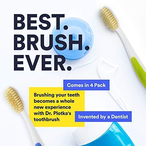 Mouthwatchers - Manual Toothbrushes - Clean Teeth For Family - 4 Count - Floss Bristle Silver - Invented By Doctor Plotka's #TOP1