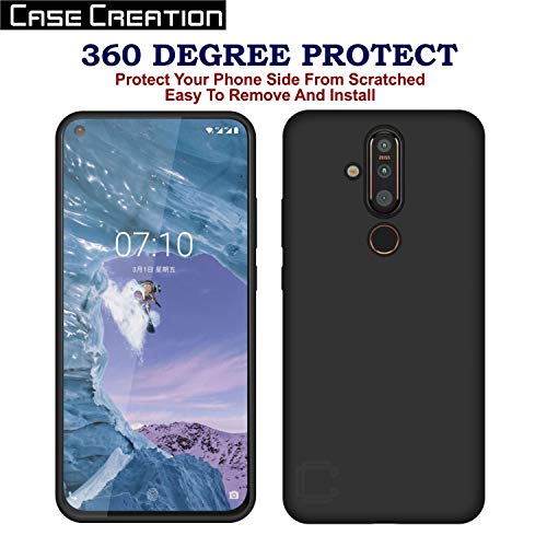 Image of Case Creation Compatible with Nokia X71 2019 Back case, Nokia X71 Slim Flexible Smart Look case with 360 Camera All Angle Protection (Pure Black)