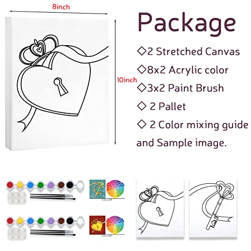 2 Pack Paint and Sip Canvas Painting Kit Pre Drawn Canvas for Painting